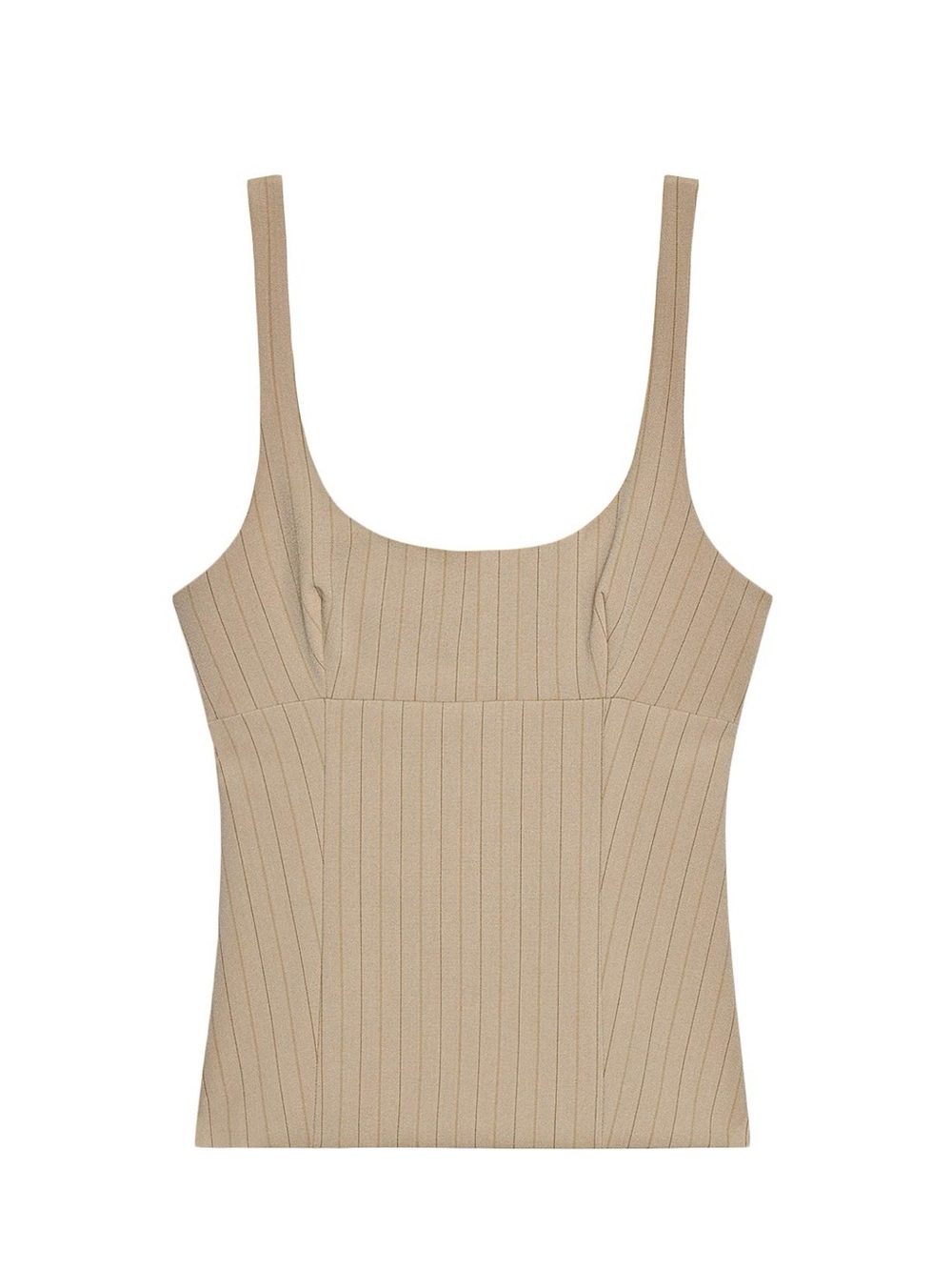 Zara Beige Ribbed Square-Neck Cami